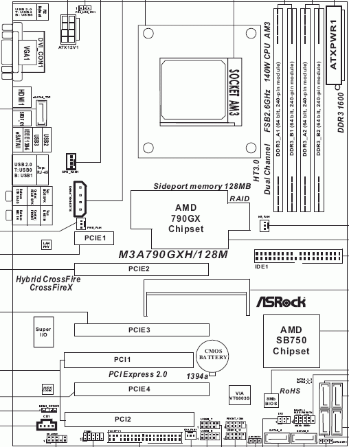  ASRock M3A790GXH/128M схема 