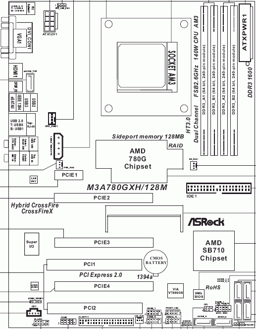  ASRock M3A780GXH/128M схема 