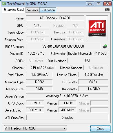  Biostar TA785GE-128M GPU over 