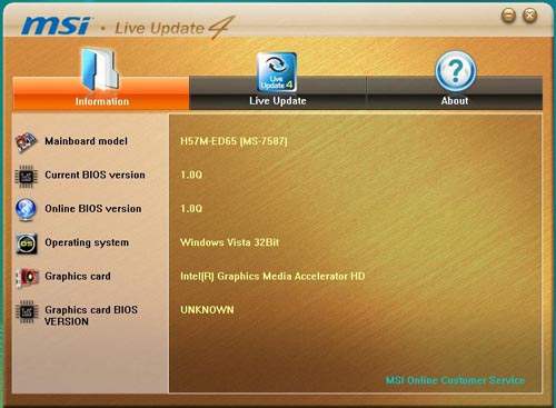  MSI H57M-ED65 LiveUpdate 