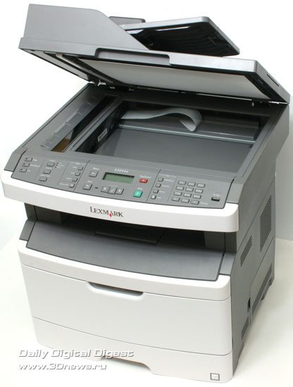  Lexmark x364dn. Вид общий. Открыта крышка сканера 