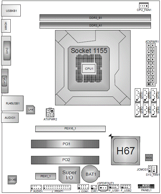  Biostar H67MH  схема 