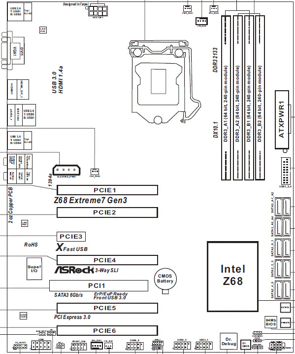  ASRock Z68 Extreme7 схема 