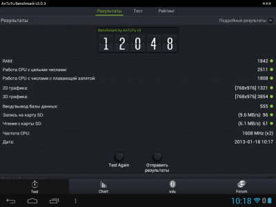  Результаты теста AnTuTu Benchmark 3 