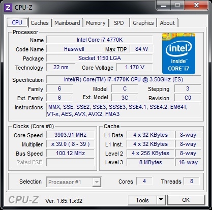  ASRock Z87M OC Formula штатная частота 