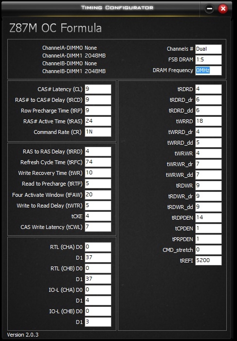  ASRock Z87M OC Formula Timings 