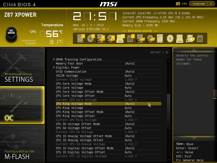  MSI Z87 XPOWER настройки разгона 2 