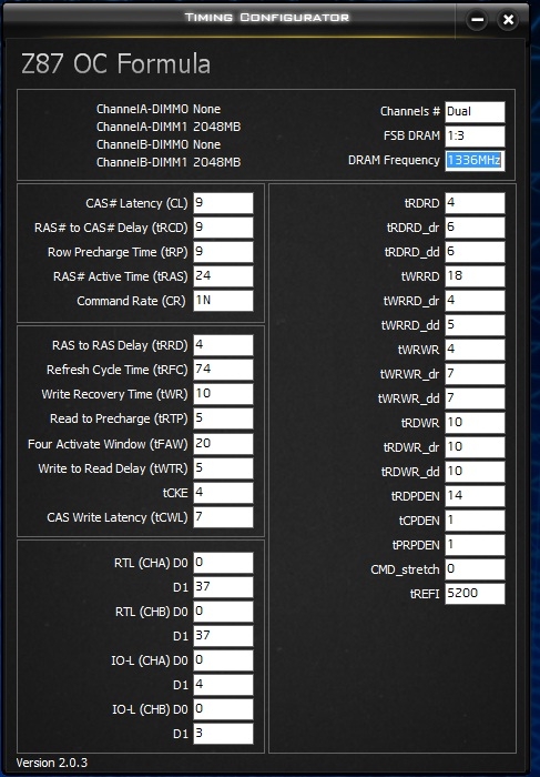  ASRock Z87 OC Formula Timings 