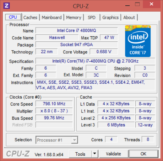  MSI GT60 2PC Dominator: information about CPU 