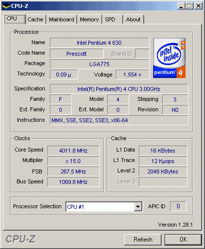  Intel Pentium4 630 