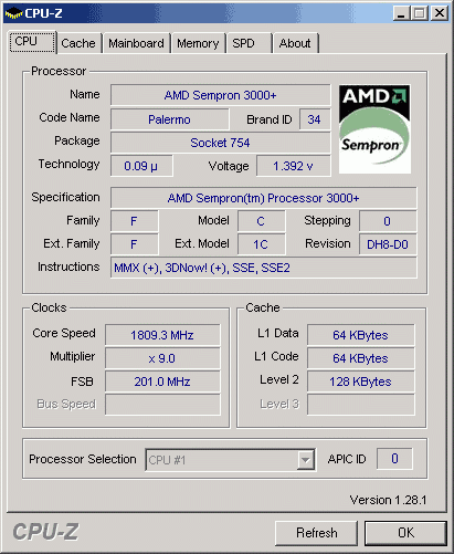  AMD Sempron 3000+, Socket 754 