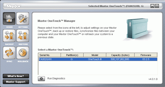  Maxtor OneTouch Manager 